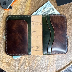 Shell Cordovan Card Holder, Italian Leather Minimalist Wallet, Slim Luxury Front Pocket Card Case, Gift for Men