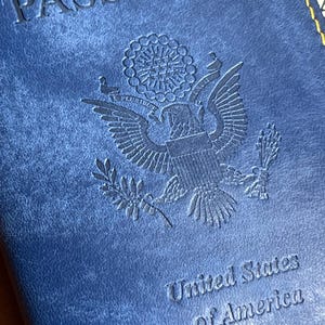 Leather passport cover. Leather holder for American passport. Passport cover personalized for any country,  US passport