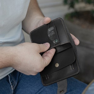Billetera plegable, Billetera de cuero para hombre, Billetera para efectivo, Regalos de aniversario, Billetera minimalista negra, Regalo de Navidad, Billetera doble, Billetera para hombre