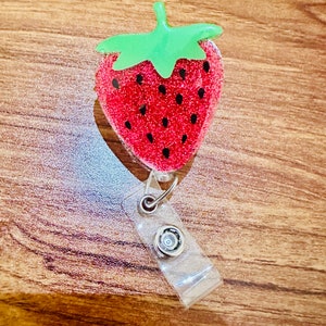 Strawberry badge reel - fruit badge reel
