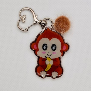 Baby Monkey keychain -  cute baby monkey keychain with charm
