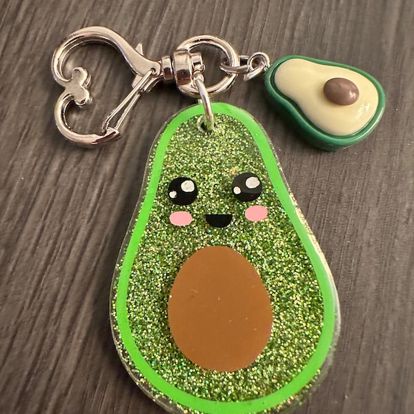 Avocado keychain -  cute avocado keychain with charm