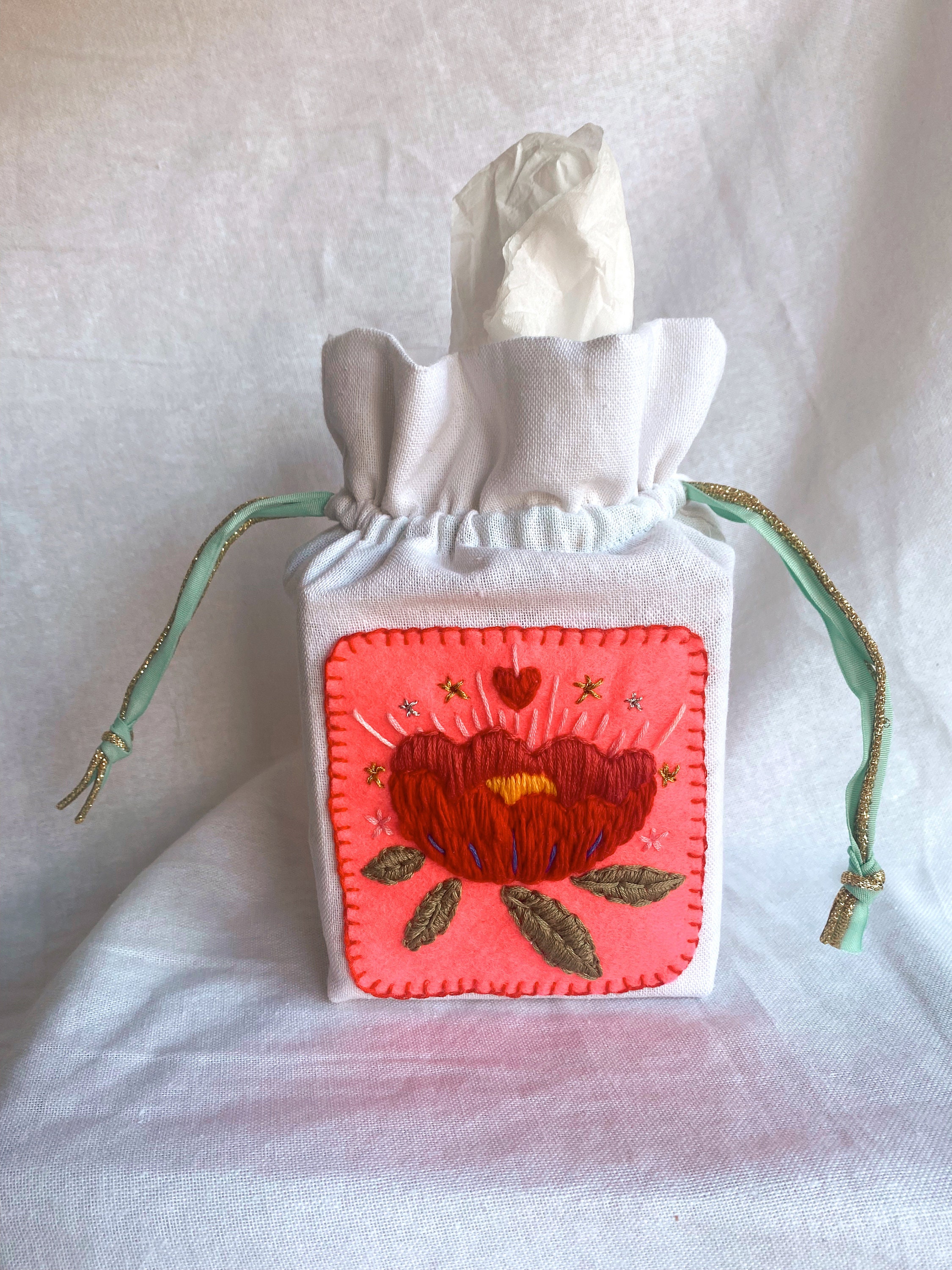 Hand Embroidered Tissue Box Cover Etsy