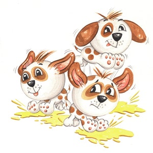 Impression personnalisée pour enfants, cadeau pour enfant, image de chiots, impression signée, impression montée, cadeau d'art mural, art mural pour enfants