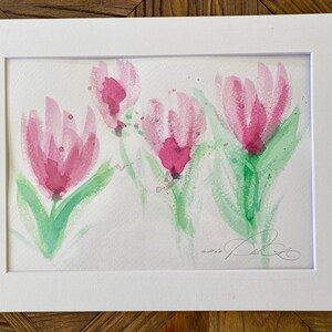 Flower wall art, botanical watercolour, signed tulip art, original flower painting, Tulip original art