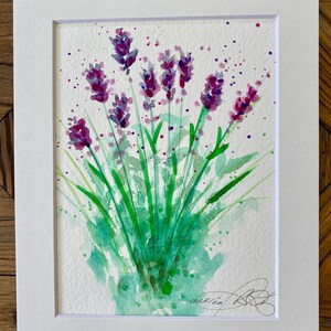 Original Lavender Watercolor Painting: Signed Botanical Art