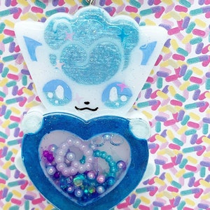 Snow fox Heart Shaker | Keychain | Bag Charm | BookBag Charm | Gift