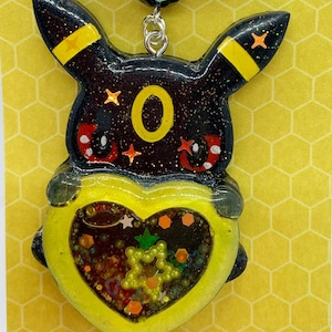 Dark fox Heart Shaker  | Keychain | Bag Charm | BookBag Charm | Gift