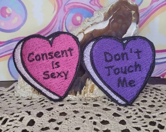 Consent Candy Heart Embroidered Patch