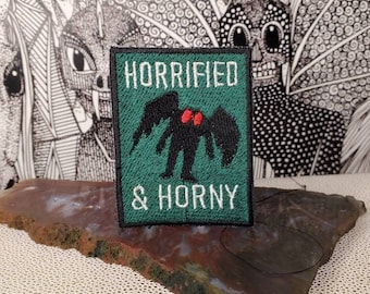 Horrified and Horny Mothman Embroidered Patch