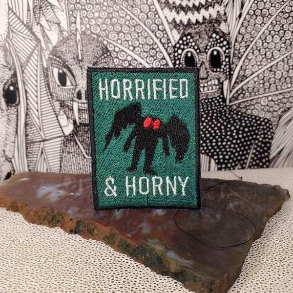 Horrified and Horny Mothman Embroidered Patch