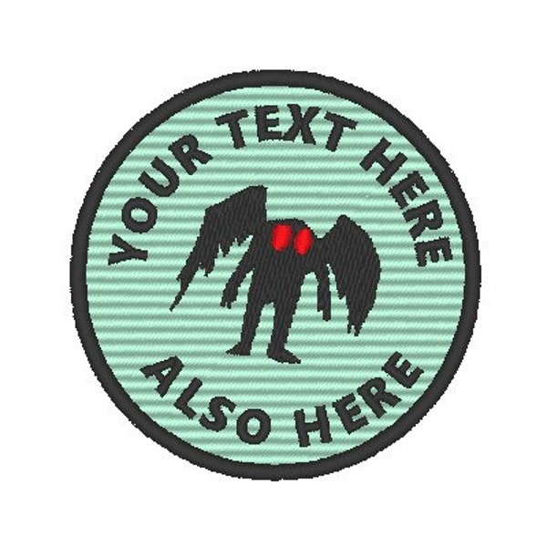 Custom Text Mothman Embroidered Patch