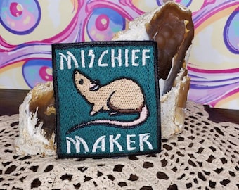 Mischief Maker-patch met geborduurde rat