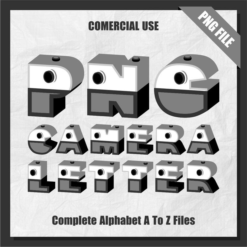 Camera Letter Clipart: Photo Alphabet PNG Set (commercial Use) - Etsy