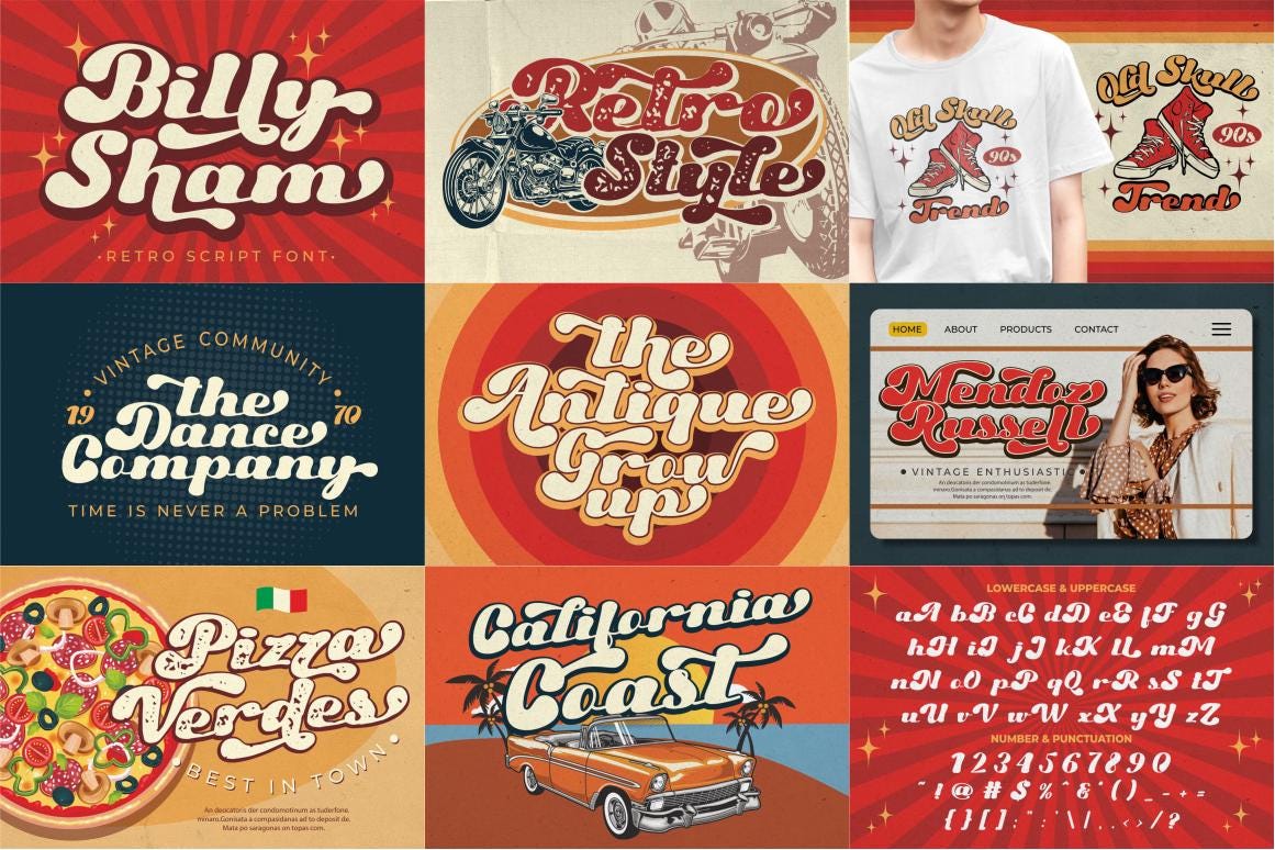 Retro Font Bundle: 70s Groovy Fonts, Cricut & Procreate - Etsy