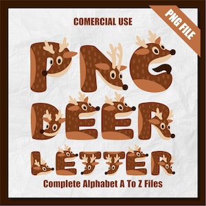 Imágenes prediseñadas de ciervo, letras PNG de ciervo, alfabeto de ciervo, letras de animales, letras salvajes, imágenes prediseñadas PNG del alfabeto, sublimación, imágenes prediseñadas de letras, uso comercial