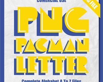 Pacman Game Clipart, Pacman Letter, Pacman Style Alphabet, Alphabet Clipart PNG, Sublimation, Letter Clipart, Commercial Use, Alpha Set PNG