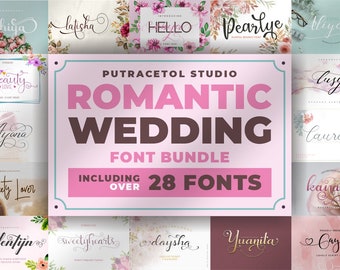 Romantic Wedding Font Bundles! 28 Font! Script Font - Wedding Font - Calligraphy Font - Cursive Font - Elegant Beauty Font - Procreate Font