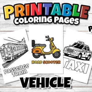 93 Printable Vehicle Coloring Pages, Fun Activity, Kids Activity Page, Coloring Page, Printable Coloring Page, Instant Download