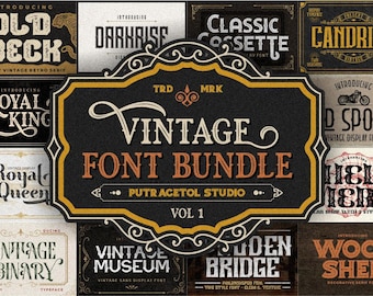 Vintage lettertypebundel: 18 retrolettertypen, klassieke designlettertypen