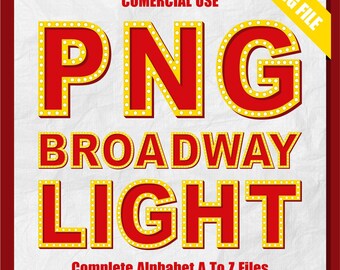 Broadway Light Clipart, Retro Broadway Letter PNG, Retro Light Alphabet, Alphabet Clipart PNG, Sublimation, Letter Clipart, Commercial Use