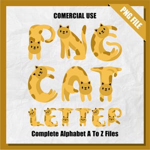 Cat Clipart, Kitty Letter PNG, Cat Alphabet, Kitten Letter, Alphabet Clipart PNG, Sublimation, Letter Clipart, Commercial Use, Alpha Set PNG