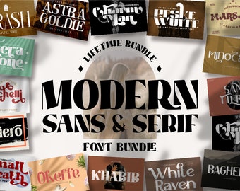 Modern Sans And Serif Font Bundle - Best Seller, Modern Font, Sans Font, Serif Font, Procreate Font, Canva Font, Cricut Font, Branding Font