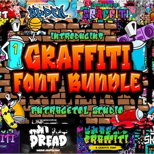 Graffiti Font Bundle, Graffiti Font, Street Font, Hip Hop font, Streetwear font, Cricut Font, Canva Font, Procreate Font, Branding Font