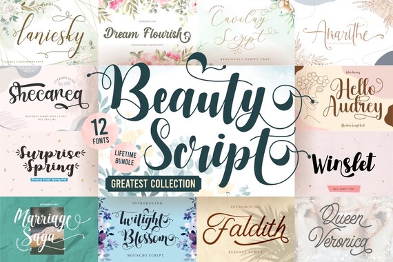 Beauty Script Font Bundle Canva Font Procreate Font Cricut - Etsy