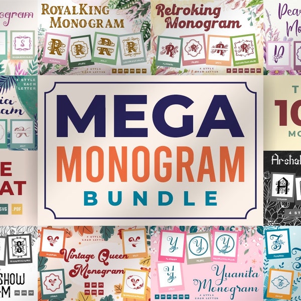 Mega Monogram Bundle - 1040 Total Monogram Letter | SVG Bundle | Split Monogram | Flourish Monogram | Frame Monogram | Silhouette Monogram