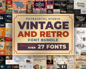 Best Seller Font! Vintage Retro Font Bundles!! 27 Fonts!! Vintage Font - Retro Font - Hipster Font - Groovy Font - Classic Font - Procreate