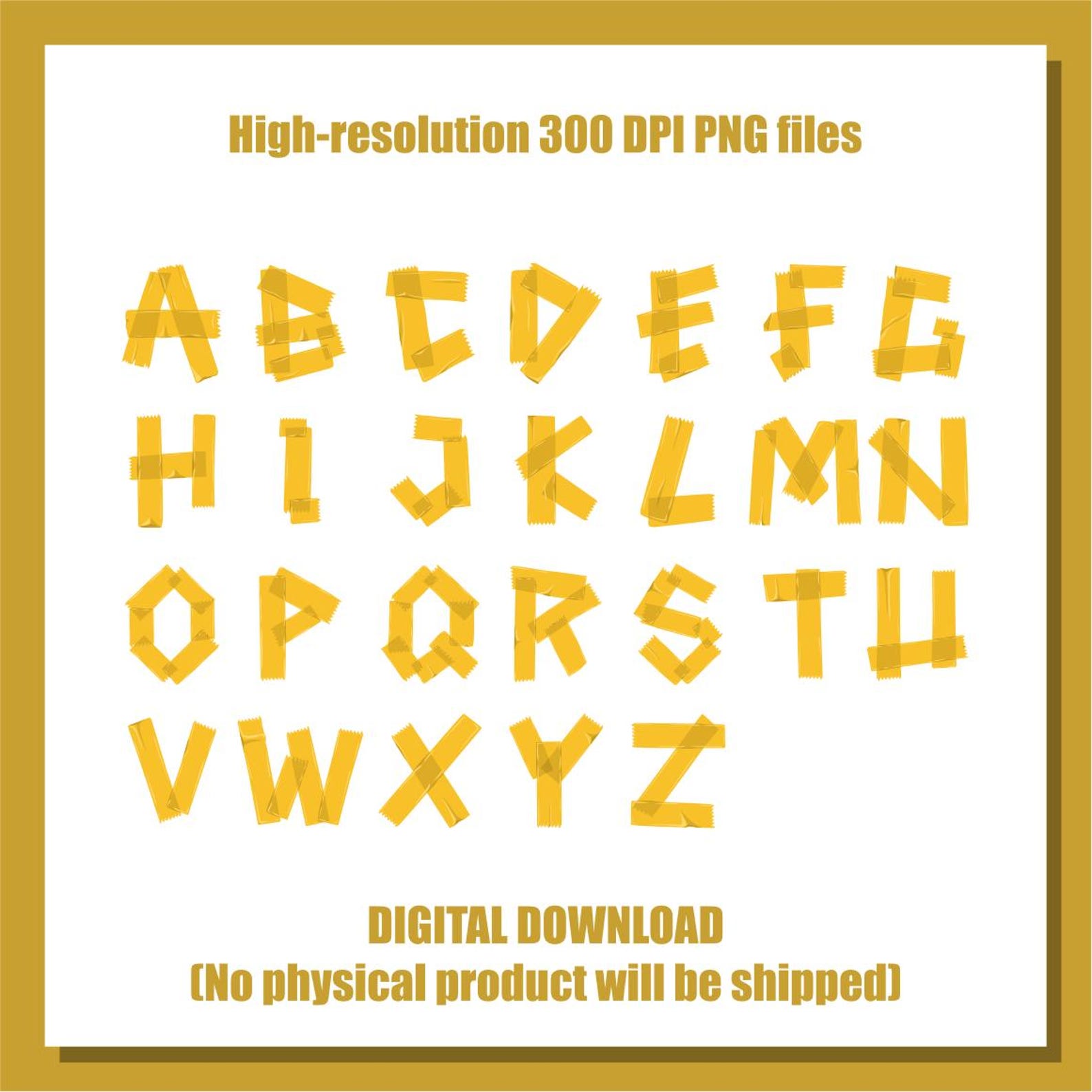 Tacky Lettering Tape Alphabet Clipart: Sticky PNG Letters, Commercial Use (digital ...