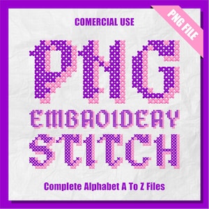 Embroidery Stitch Clipart, Embroidery Letter, Embroidery Stitch Alphabet, Alphabet Clipart PNG, Sublimation, Letter Clipart, Commercial Use