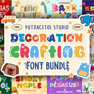Lot de polices de caractères pour travaux manuels décoratifs, polices de caractères, polices de caractères fantaisie, police ludique, polices de caractères pour enfants, polices de caractères pour bébé, polices de caractères amusantes, polices Cricut, polices de caractères Canvas