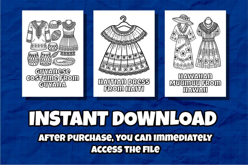 60 Printable Traditional Dress Coloring Pages, Fun Activity, Kids ...