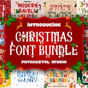 Christmas Font Bundle, Holiday Font, Santa Font, New Year Font, Winter Font, Cricut Font, Canva Font, Procreate Font, Branding Font