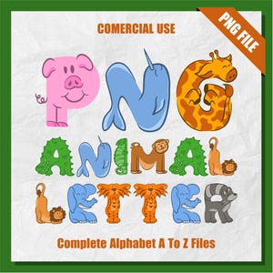 Animal Clipart, Letra Animal PNG, Alfabeto Animal, Alfabeto Clipart PNG, Sublimação, Letra Clipart, Uso Comercial, Conjunto Alfa PNG