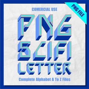 Sci-fi Cyber Alphabet Clipart: Tech Letter PNG-Set (Kommerzielle Nutzung)