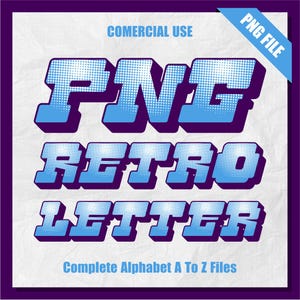 Y2K Retro Alphabet Clipart: PNG Letter Set, Commercial Use
