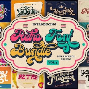 Retro Font Bundle, Vintage Font, Cricut Font, Groovy Font, Procreate Font, Retro Font, 70s Font, Bubble Font, Canva Font, Retro Script Font