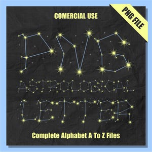 Astrological Star Letter Clipart: PNG Alphabet Set (Commercial Use)