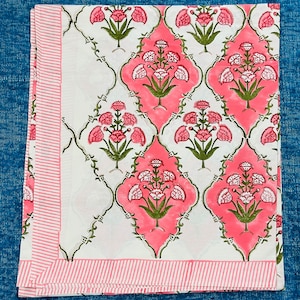 Cotton Handmade Hand Block Printed Bed Sheet Flat Sheet Bed cover Twin/Queen Home Decor With Pillow Set