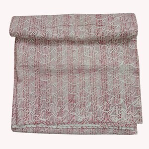 Hand Block Printed Kantha Quilt Wi-Fi Design Handmade Cotton Indian Cotton Kantha Throw Blanket Queen Bed Cover