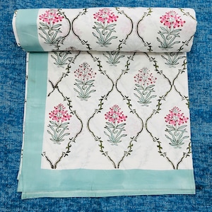 Hand Block Printed Cotton Soft Bed Sheets Indian Handmade Bedspread Flat Sheets With Pillow Cover Set