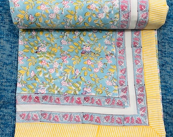 Indian Jaipuri Rajasthani handmade Bed sheets, Cotton Bed Sheet, Bedroom Decor King Size Bed cover, Soft Bed Sheets With 2 Pillow Cover Set