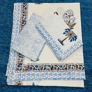 Indian Handmade Hand Block Print Bed sheet Set Of 3 Home Decor Pure Cotton Double Bedsheet