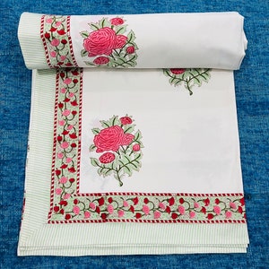 Indian Hand Block Print Bedspread With Pillow Cover Throw Home Decor Bedding Indian Handmade Bed Sheet Throw