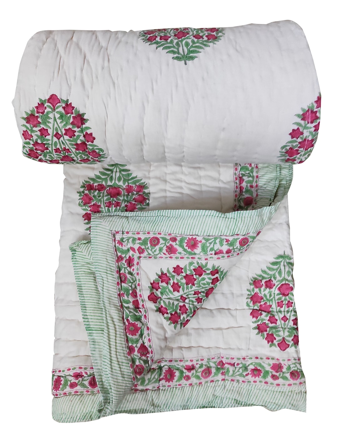 Indian Hand Block Print Cotton Quilts Kantha Comforter Indian Etsy