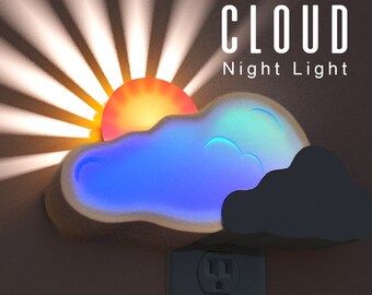 Cloud Night Light with Sun - Ambient Glow - Custom Name - Nursery Decor - Unique Handmade Gift