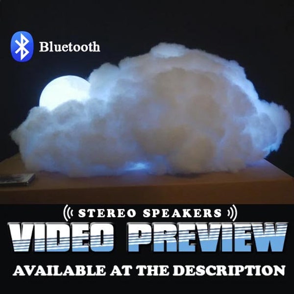 Cloud Light - Lightning Thunder LED-storm met luidsprekers en 3D-maan- en omgevingsgeluid (werkt op 110v - 220v)